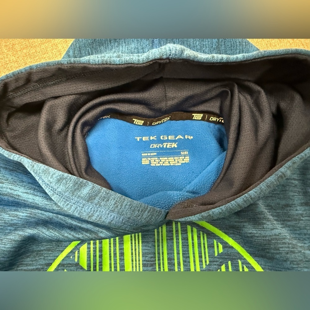 Tek Gear Blue Hoodie with Green Circle Design 0089 - Picture 3 of 5
